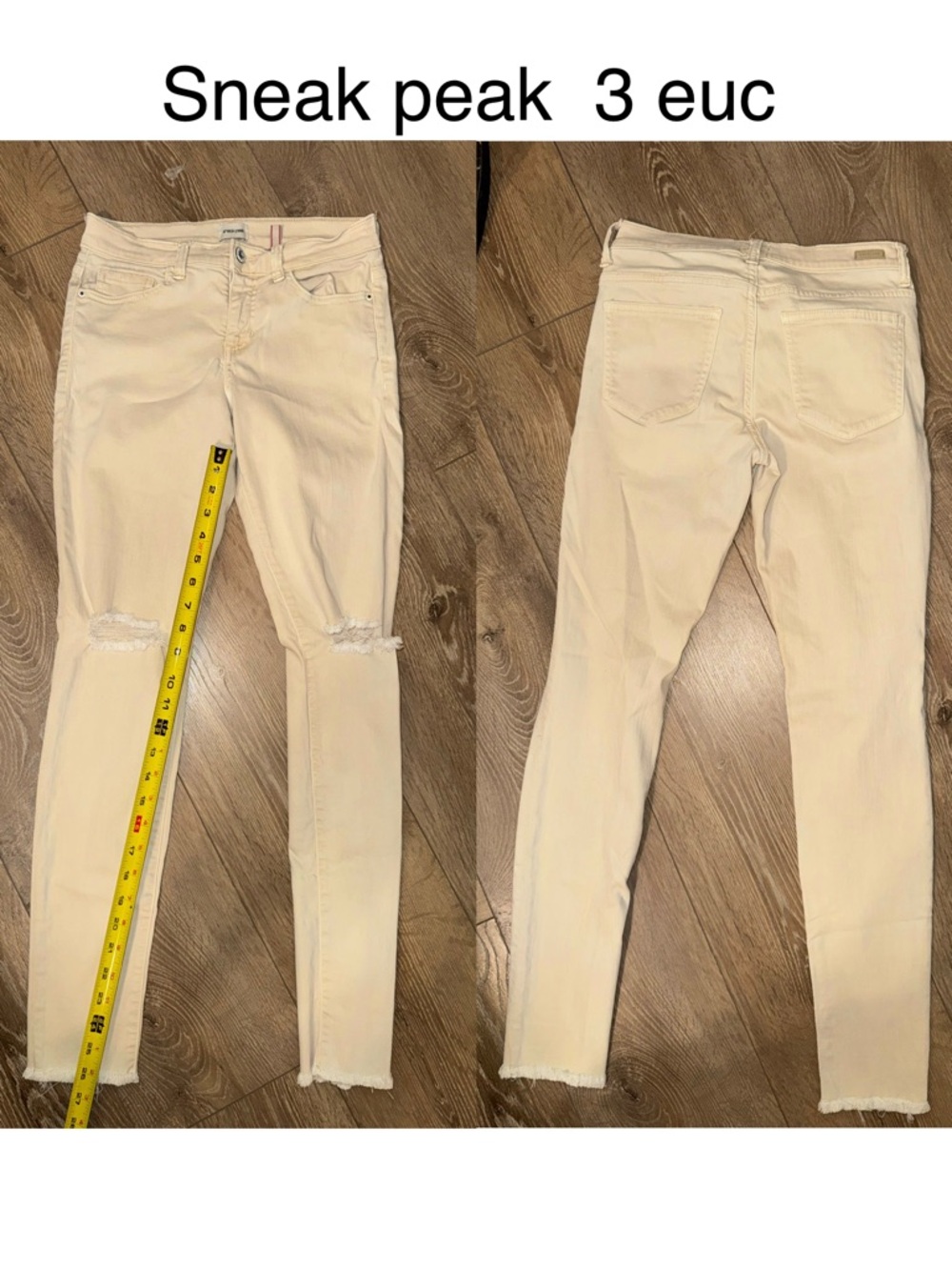 Sneak Peek Cream Distressed Women’s Skinny Jeans